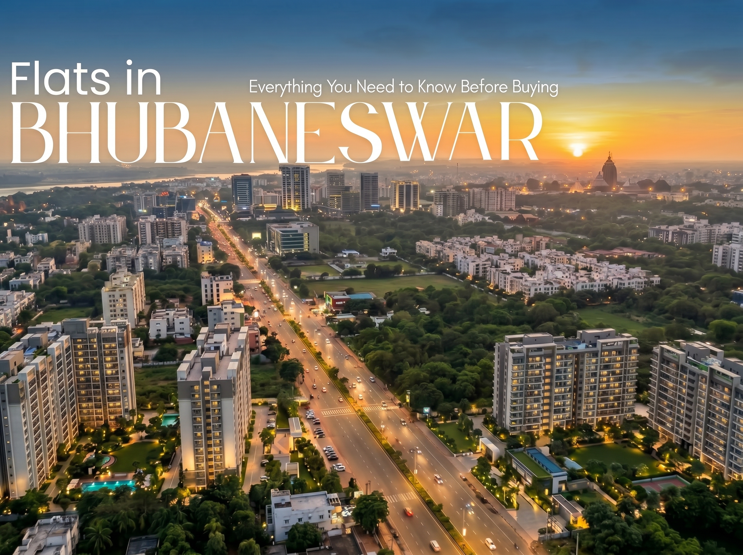 Bird-view of high rise buildings of Bhubaneswar showing flats in Bhubaneswar